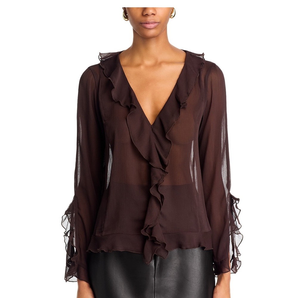 Lucy Paris Women’s V-Neck Ruffle Blouse